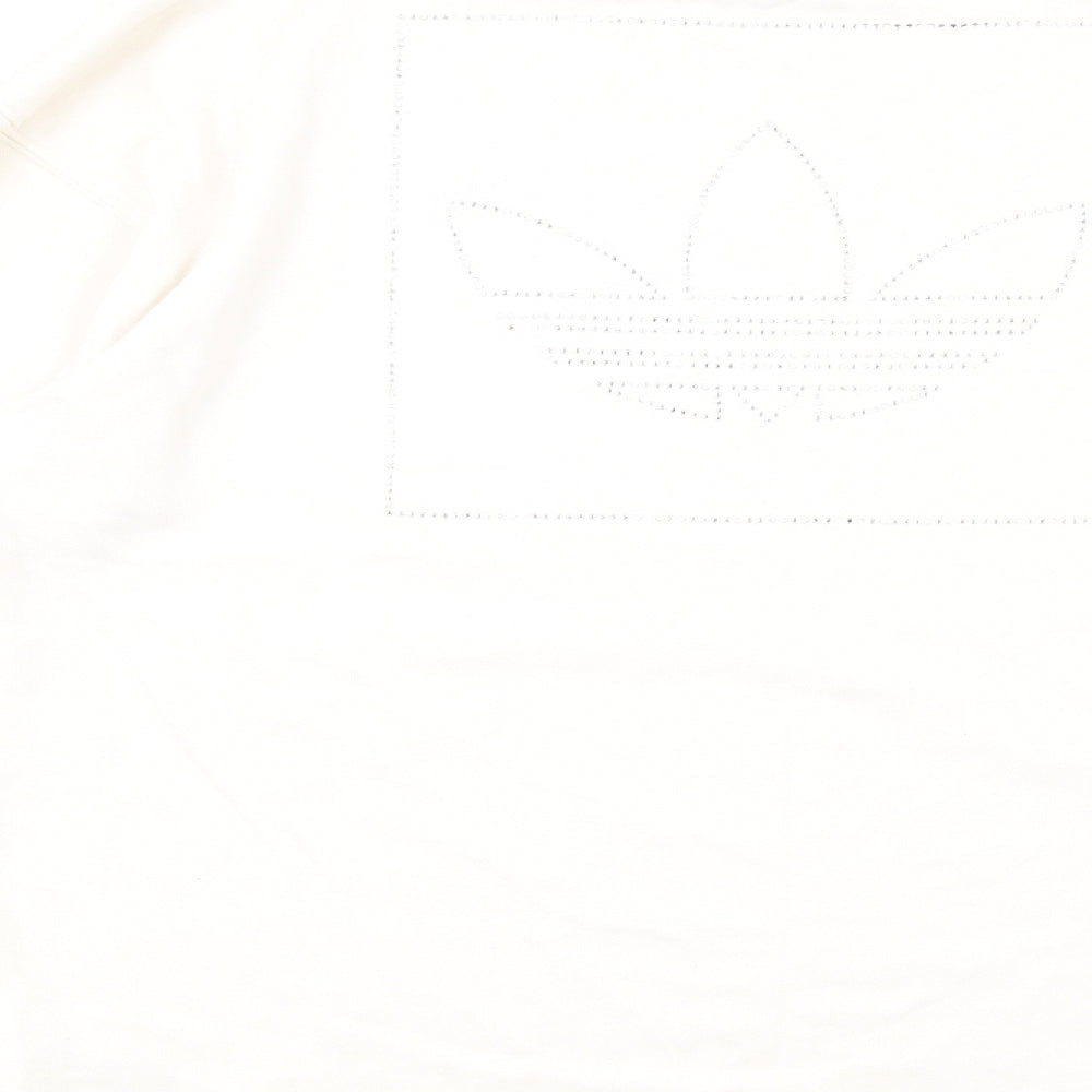 adidas Womens Ivory Cotton Pullover Sweatshirt Size 8 Pullover - Rhinestone Logo