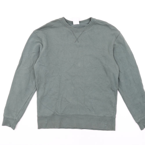 Zara Mens Green Cotton Pullover Sweatshirt Size S