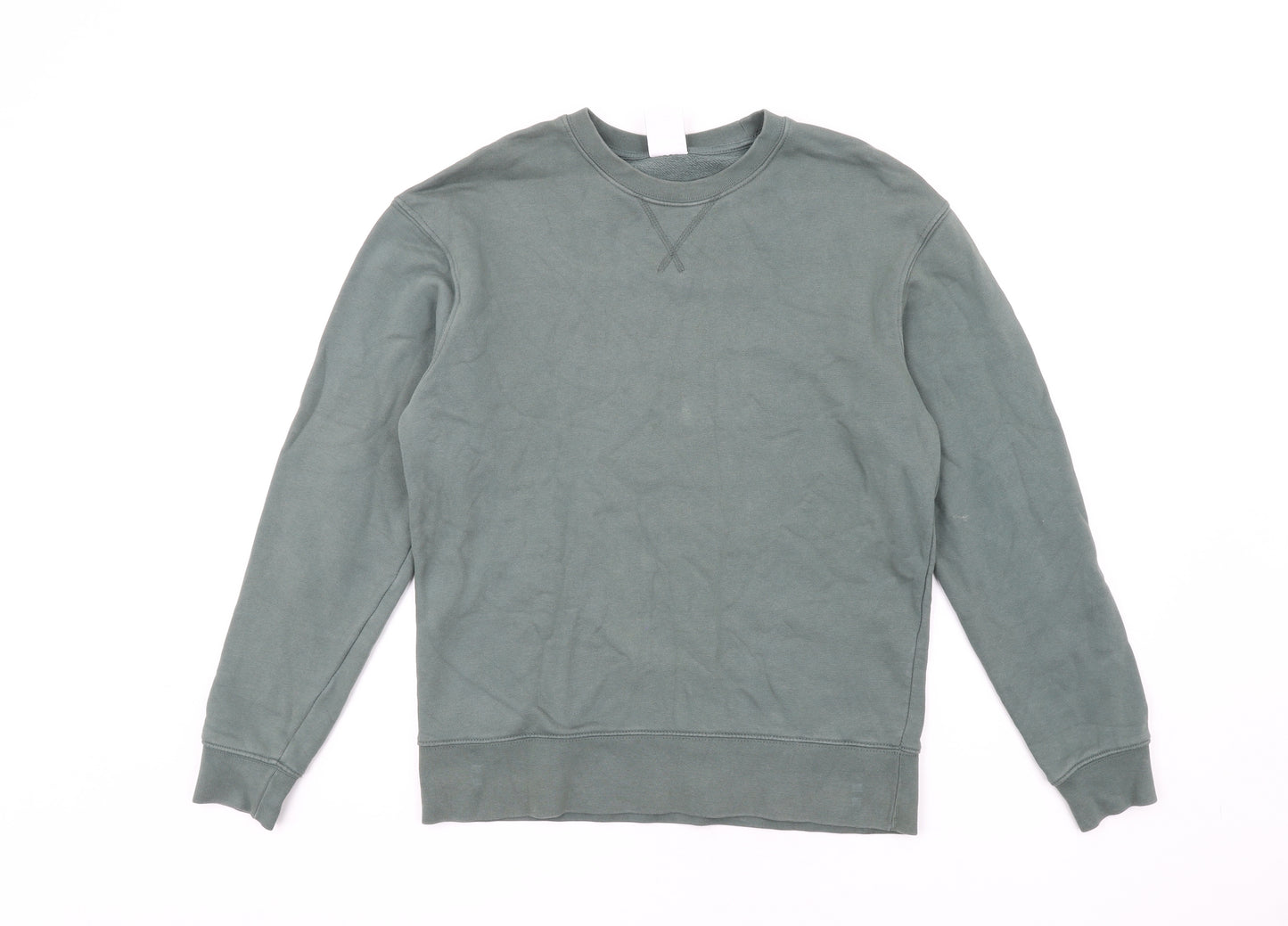 Zara Mens Green Cotton Pullover Sweatshirt Size S