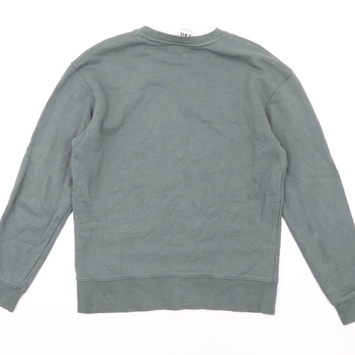 Zara Mens Green Cotton Pullover Sweatshirt Size S
