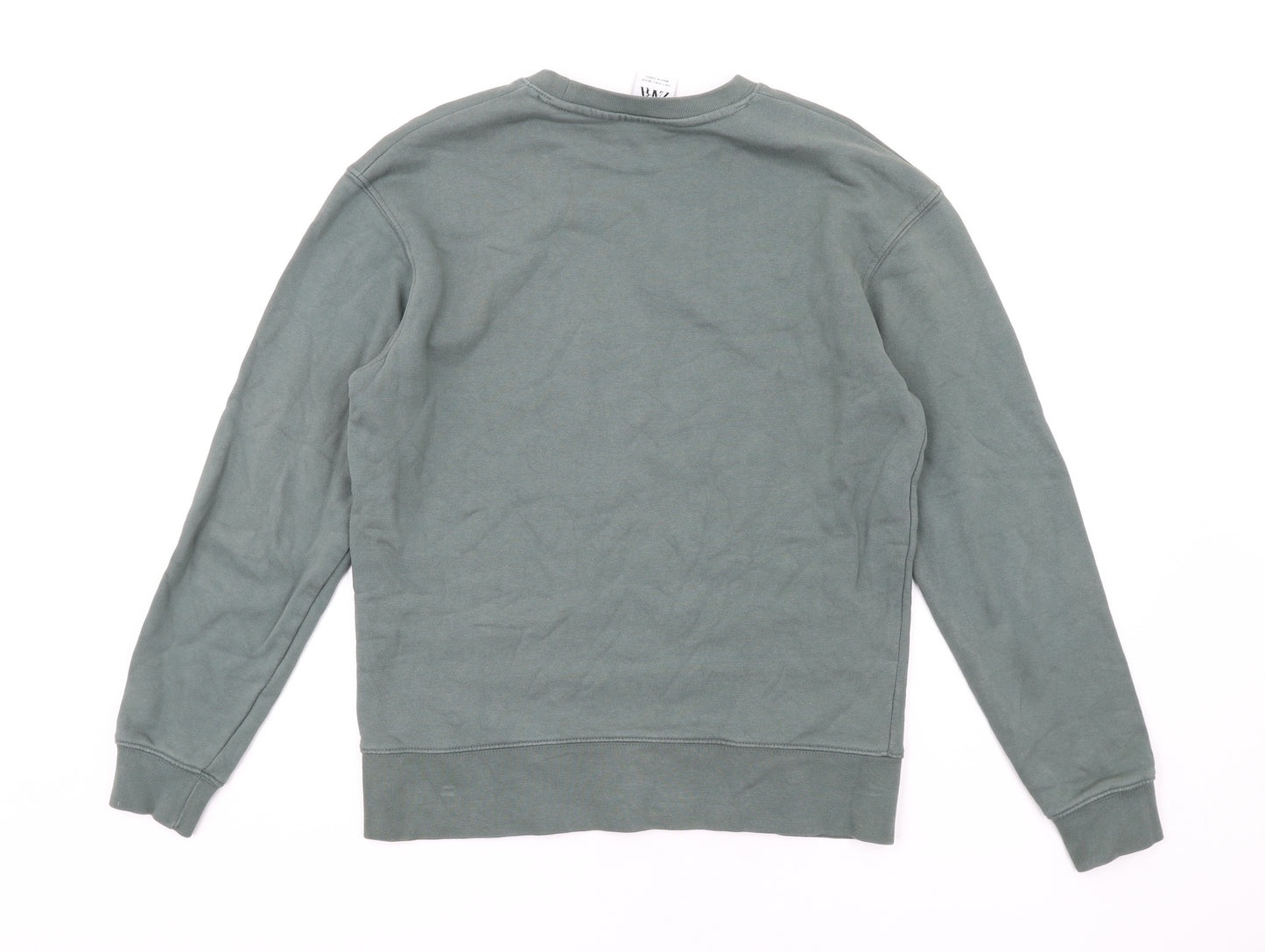 Zara Mens Green Cotton Pullover Sweatshirt Size S
