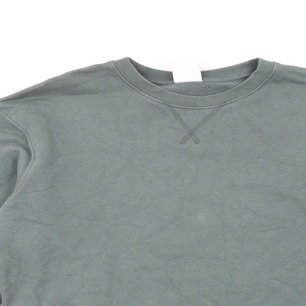 Zara Mens Green Cotton Pullover Sweatshirt Size S