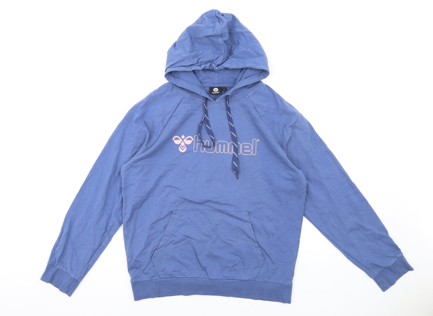 Hummel Womens Blue Cotton Pullover Hoodie Size XL Pullover