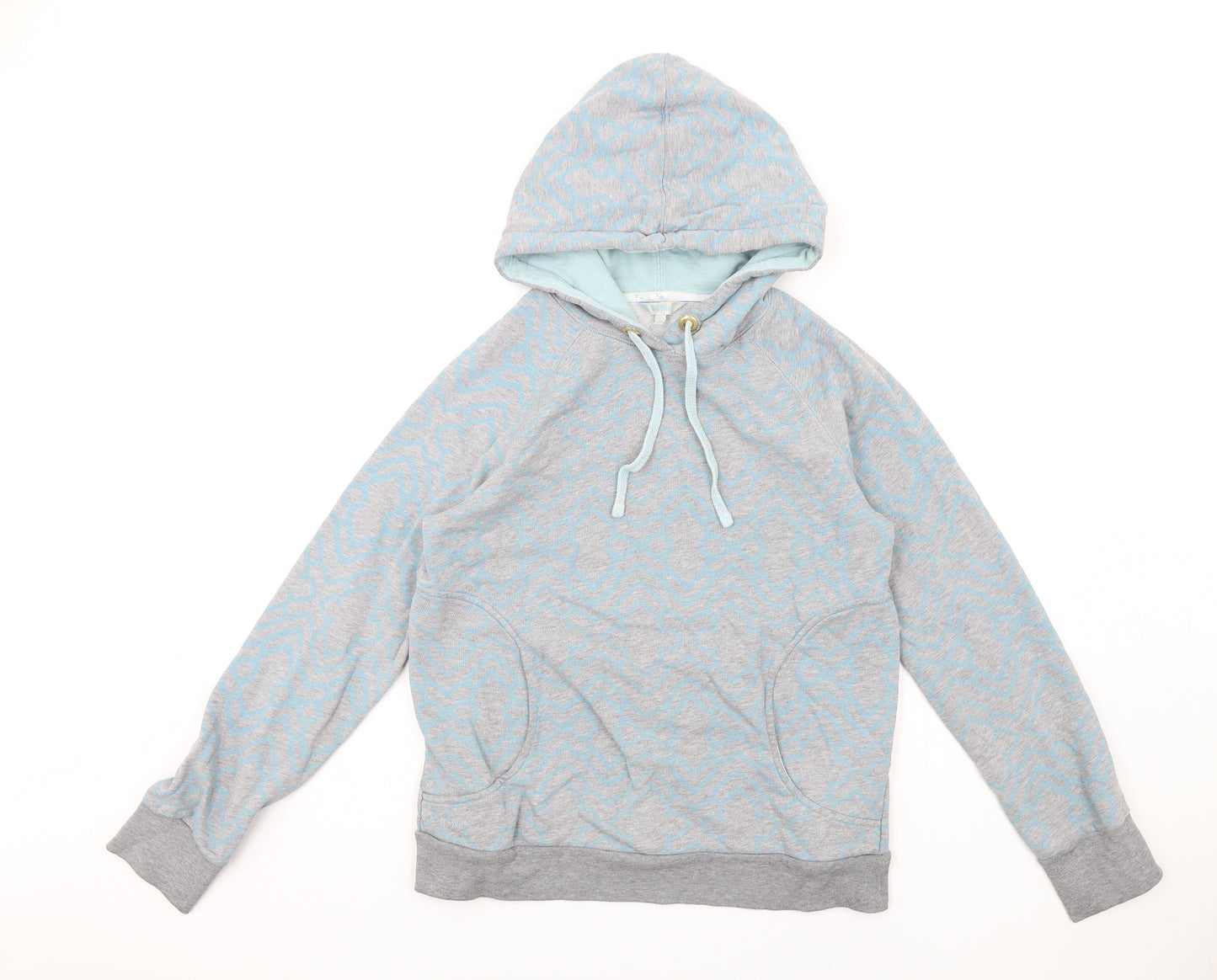 Fat Face Womens Grey Geometric Cotton Pullover Hoodie Size 14 Pullover