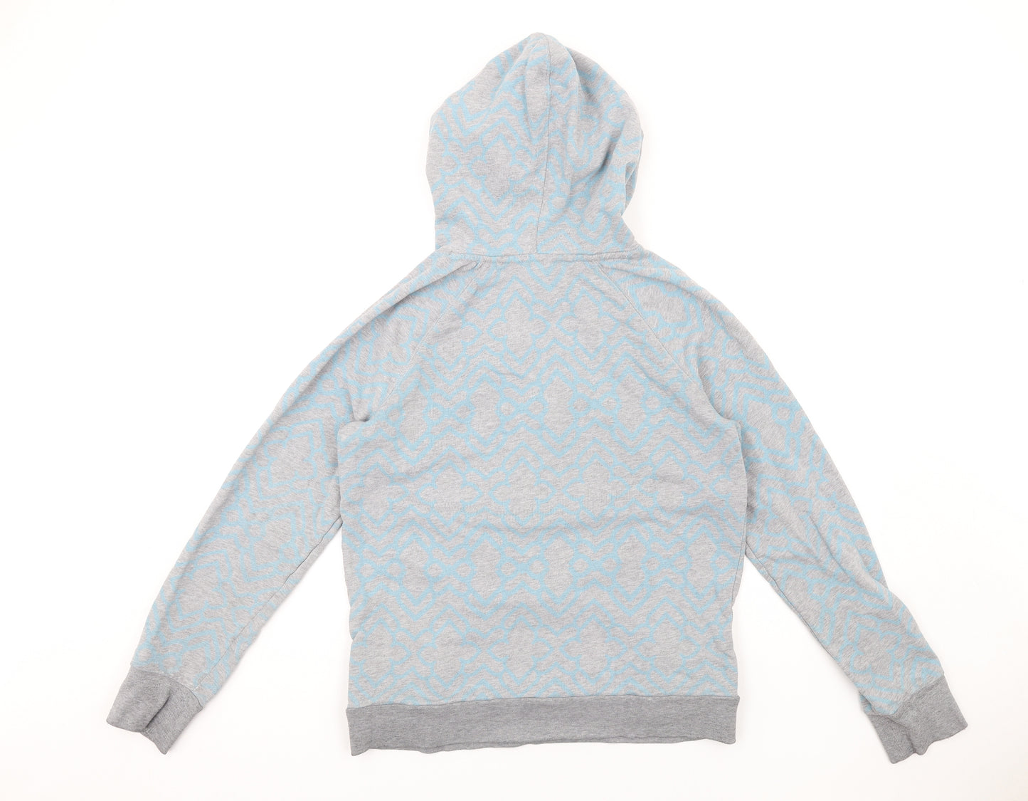 Fat Face Womens Grey Geometric Cotton Pullover Hoodie Size 14 Pullover