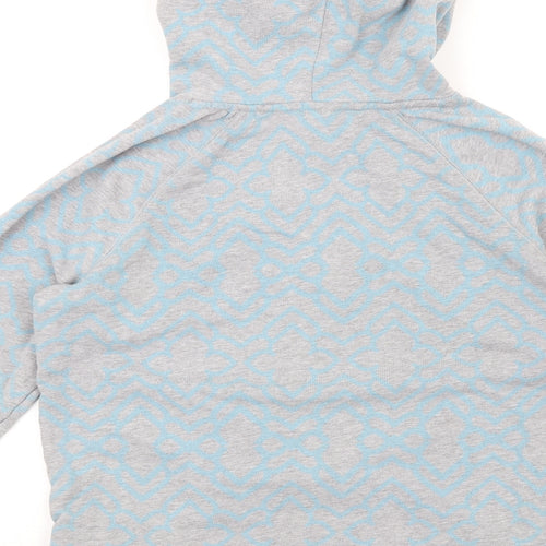 Fat Face Womens Grey Geometric Cotton Pullover Hoodie Size 14 Pullover