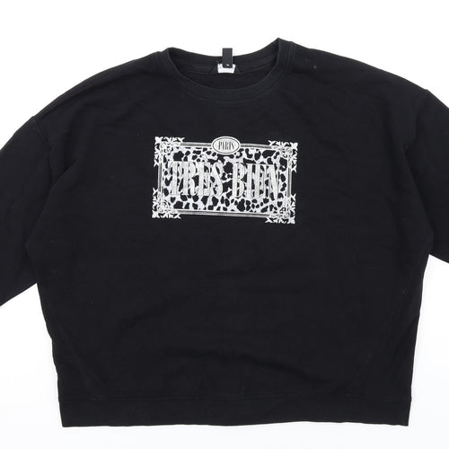 New Look Womens Black Cotton Pullover Sweatshirt Size L Pullover