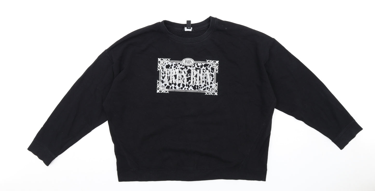 New Look Womens Black Cotton Pullover Sweatshirt Size L Pullover
