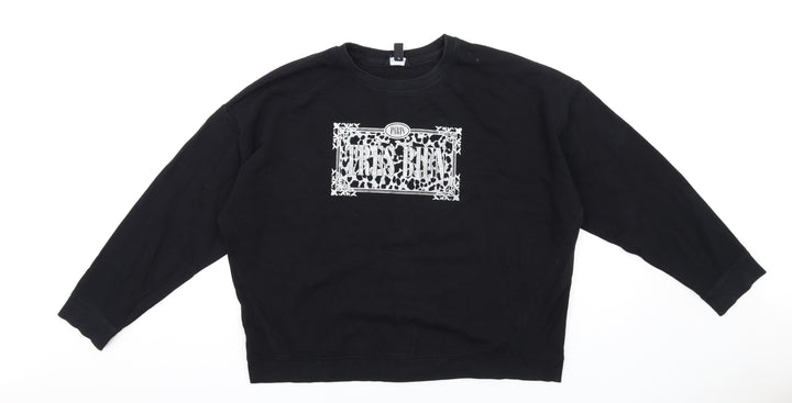 New Look Womens Black Cotton Pullover Sweatshirt Size L Pullover