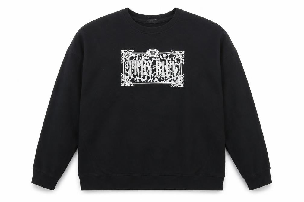 Front view of New Look women’s black cotton pullover sweatshirt, size L, pullover