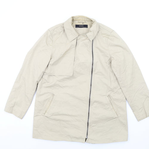 Zara Womens Beige Jacket Coat Size XL Zip