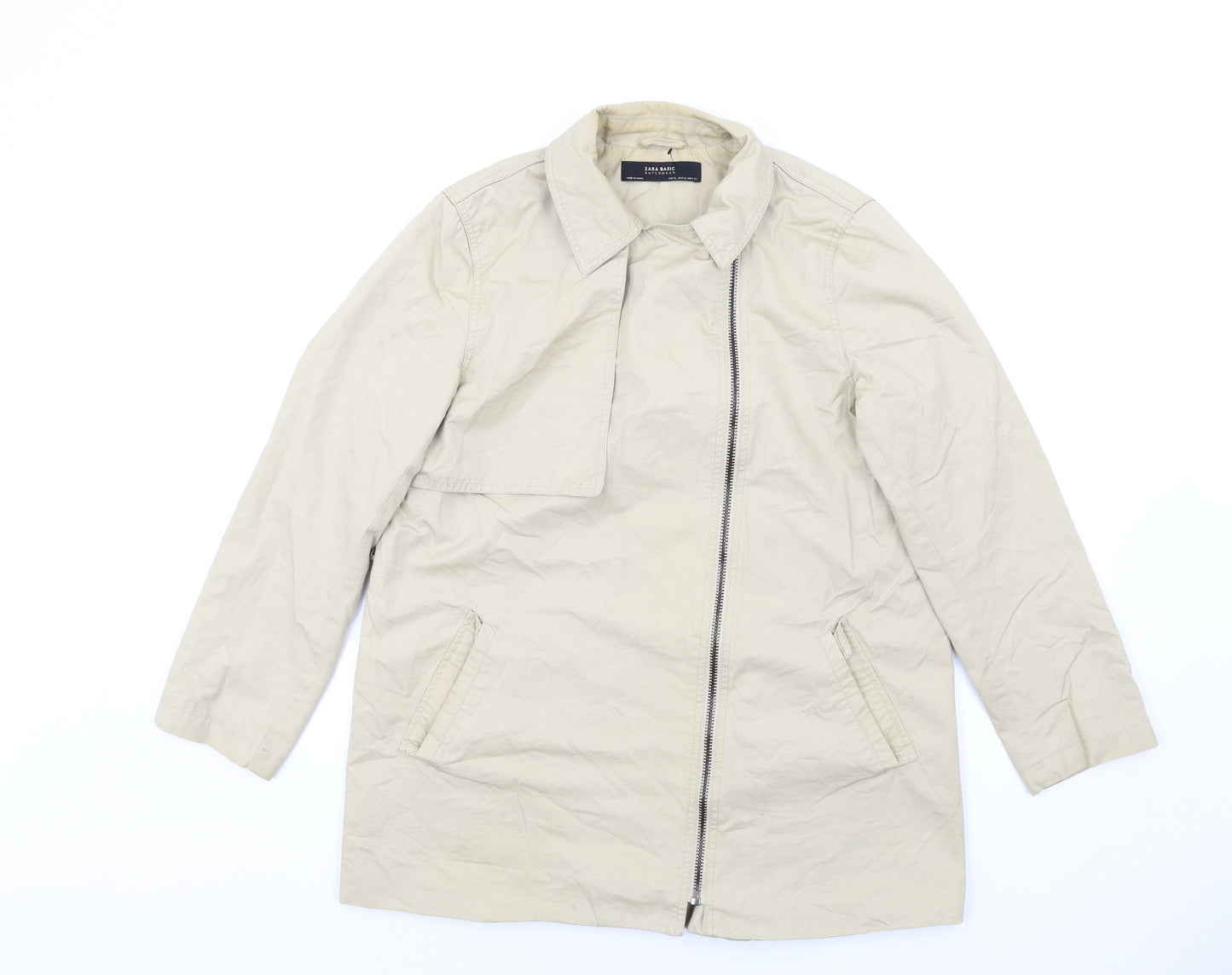 Zara Womens Beige Jacket Coat Size XL Zip
