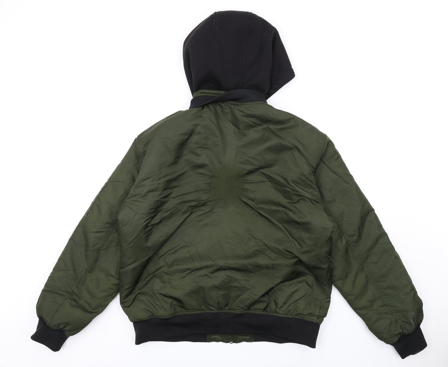 River Island Mens Green Bomber Jacket Coat Size L Zip