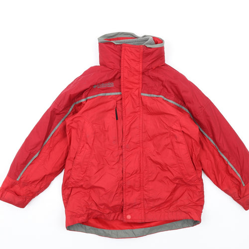 Columbia Boys Red Rain Coat Coat Size 8 Years Zip