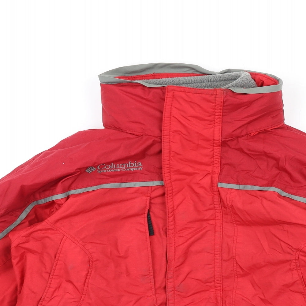 Columbia Boys Red Rain Coat Coat Size 8 Years Zip