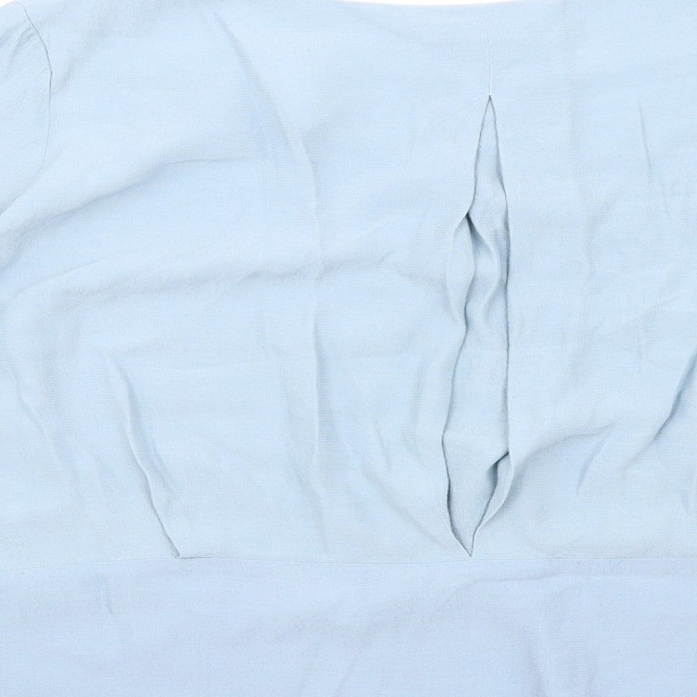 Marks and Spencer Womens Blue Viscose Basic T-Shirt Size 14 Round Neck
