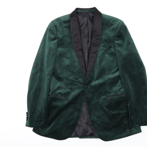 Marks and Spencer Mens Green Polyester Jacket Blazer Size 42 Regular