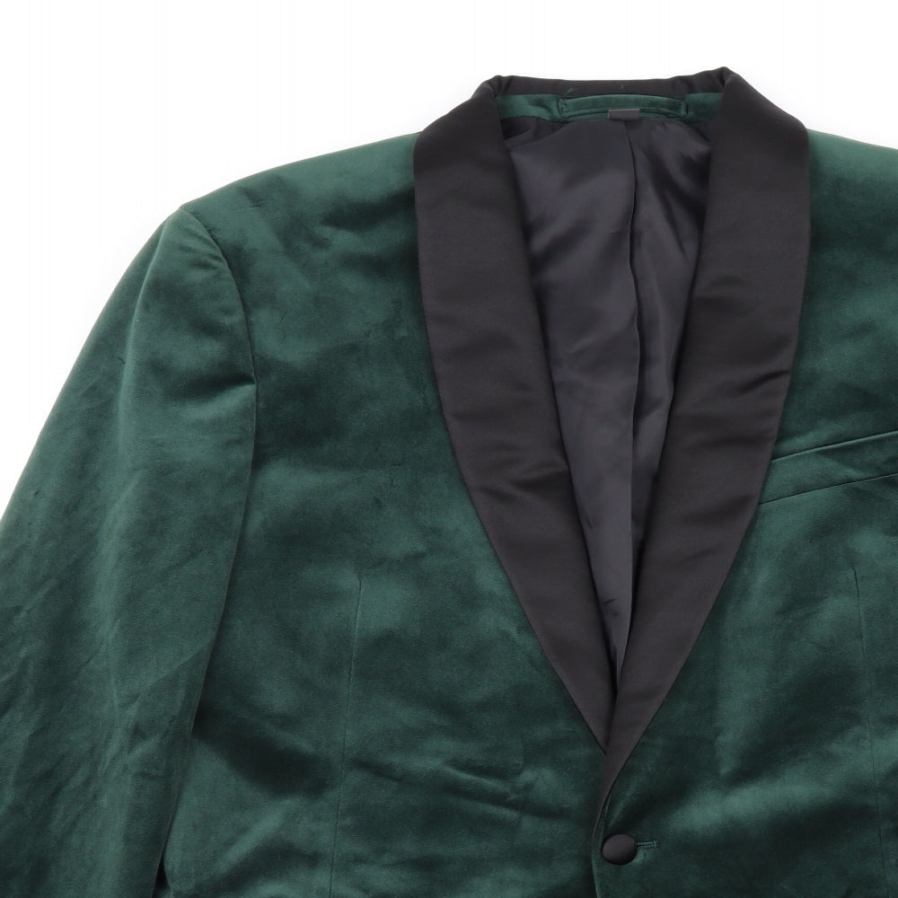 Marks and Spencer Mens Green Polyester Jacket Blazer Size 42 Regular