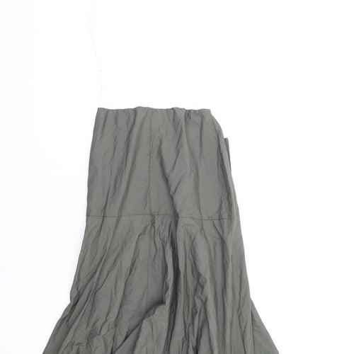 Zara Womens Green Cotton A-Line Size M Boat Neck Zip