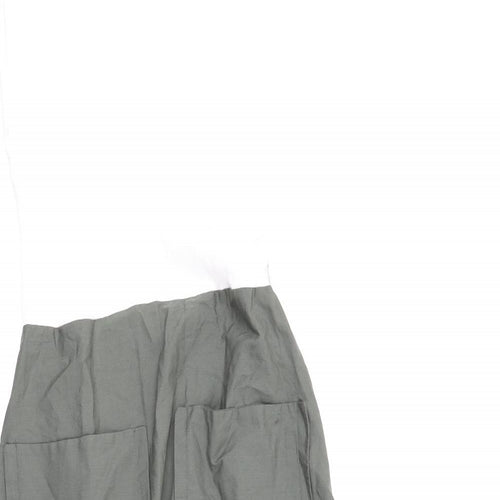 Zara Womens Green Cotton A-Line Size M Boat Neck Zip