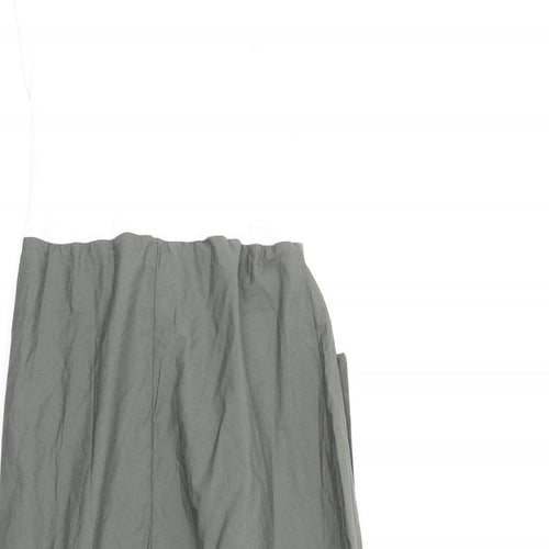 Zara Womens Green Cotton A-Line Size M Boat Neck Zip