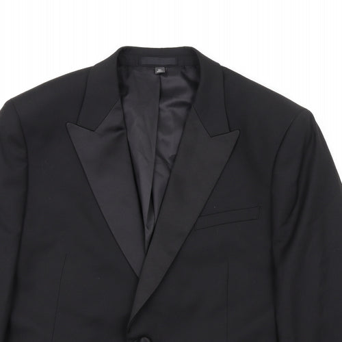 Marks and Spencer Mens Black Polyester Jacket Blazer Size 44 Regular