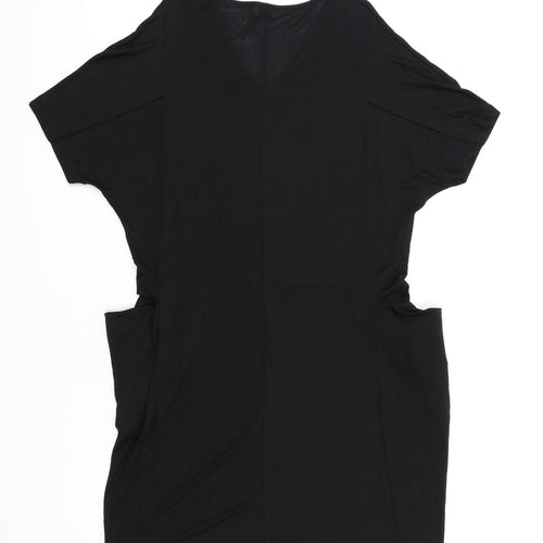 John Lewis Womens Black Lyocell T-Shirt Dress Size S V-Neck Pullover