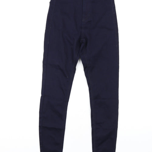 Marks and Spencer Womens Blue Cotton Skinny Jeans Size 6 L30 in Regular Zip
