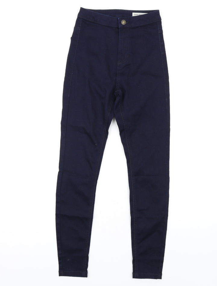 Marks and Spencer Womens Blue Cotton Skinny Jeans Size 6 L30 in Regular Zip