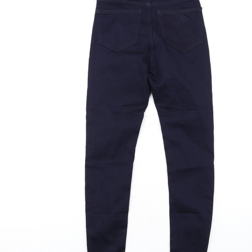 Marks and Spencer Womens Blue Cotton Skinny Jeans Size 6 L30 in Regular Zip