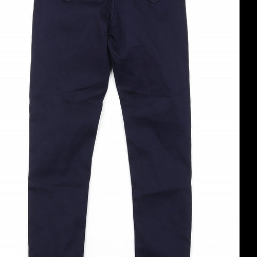 Marks and Spencer Womens Blue Cotton Skinny Jeans Size 6 L30 in Regular Zip