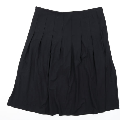 Marks and Spencer Womens Black Polyester Pleated Skirt Size 22 Zip
