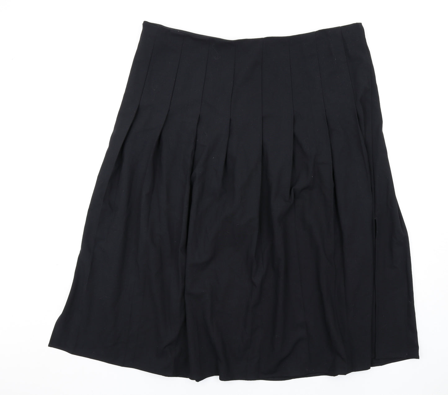 Marks and Spencer Womens Black Polyester Pleated Skirt Size 22 Zip