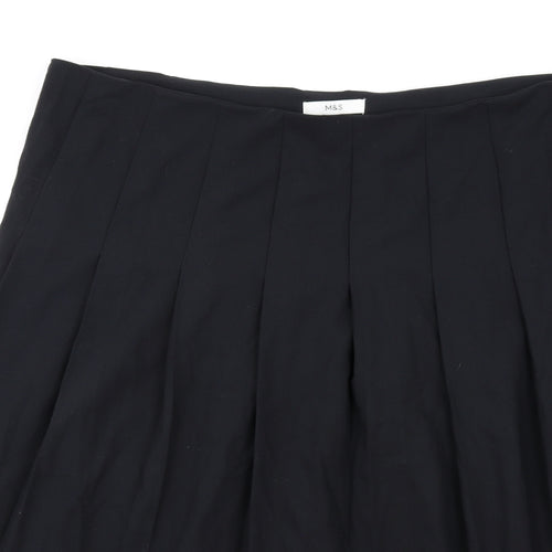 Marks and Spencer Womens Black Polyester Pleated Skirt Size 22 Zip