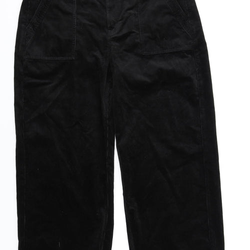 Per Una Womens Black Cotton Trousers Size 20 L29 in Regular Zip