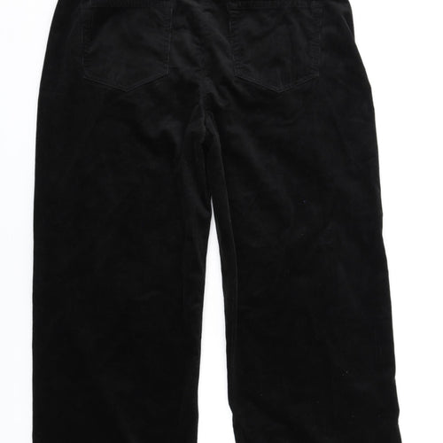 Per Una Womens Black Cotton Trousers Size 20 L29 in Regular Zip