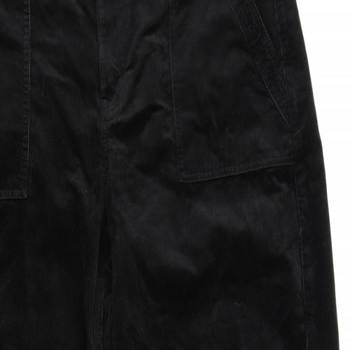 Per Una Womens Black Cotton Trousers Size 20 L29 in Regular Zip