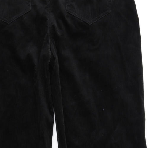 Per Una Womens Black Cotton Trousers Size 20 L29 in Regular Zip