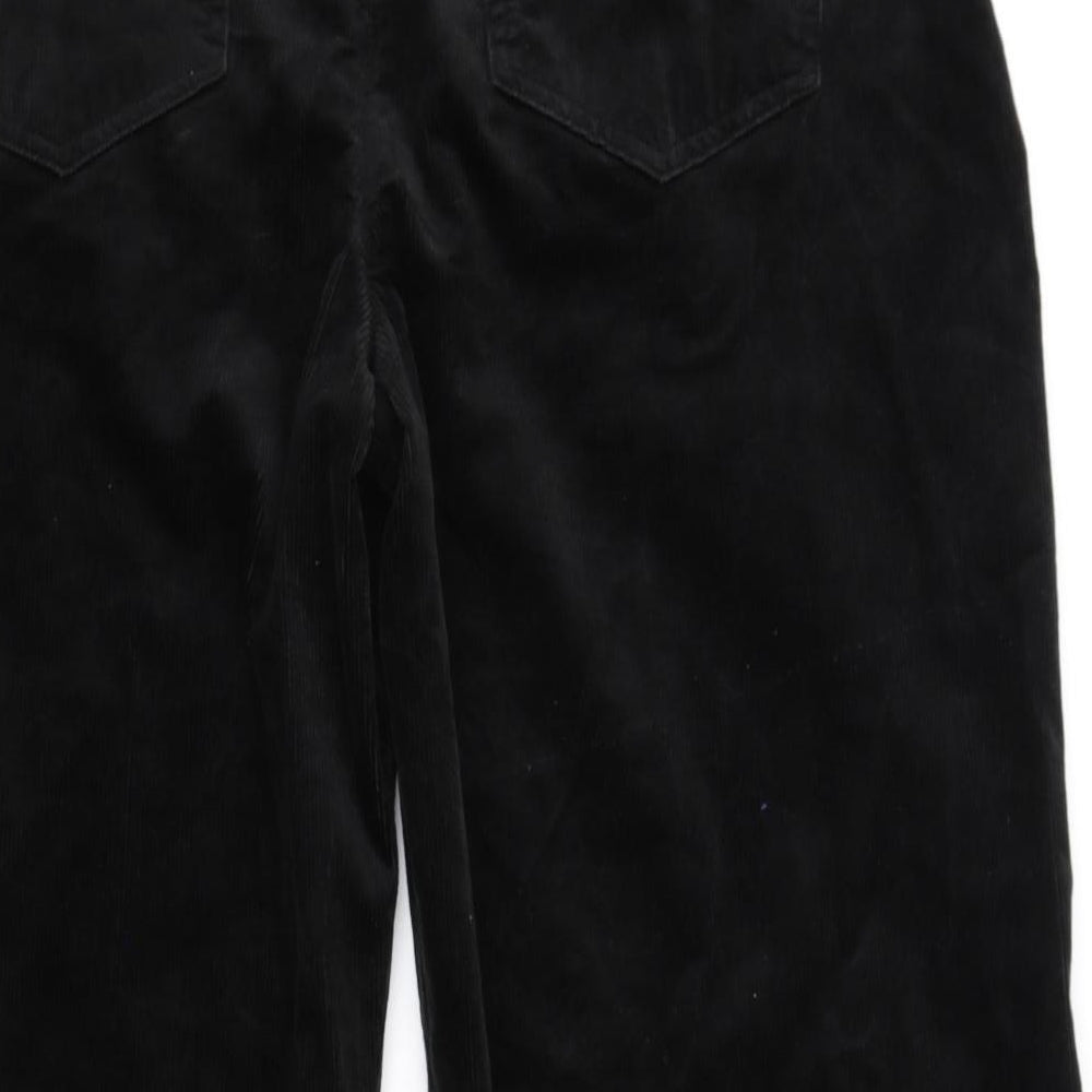Per Una Womens Black Cotton Trousers Size 20 L29 in Regular Zip
