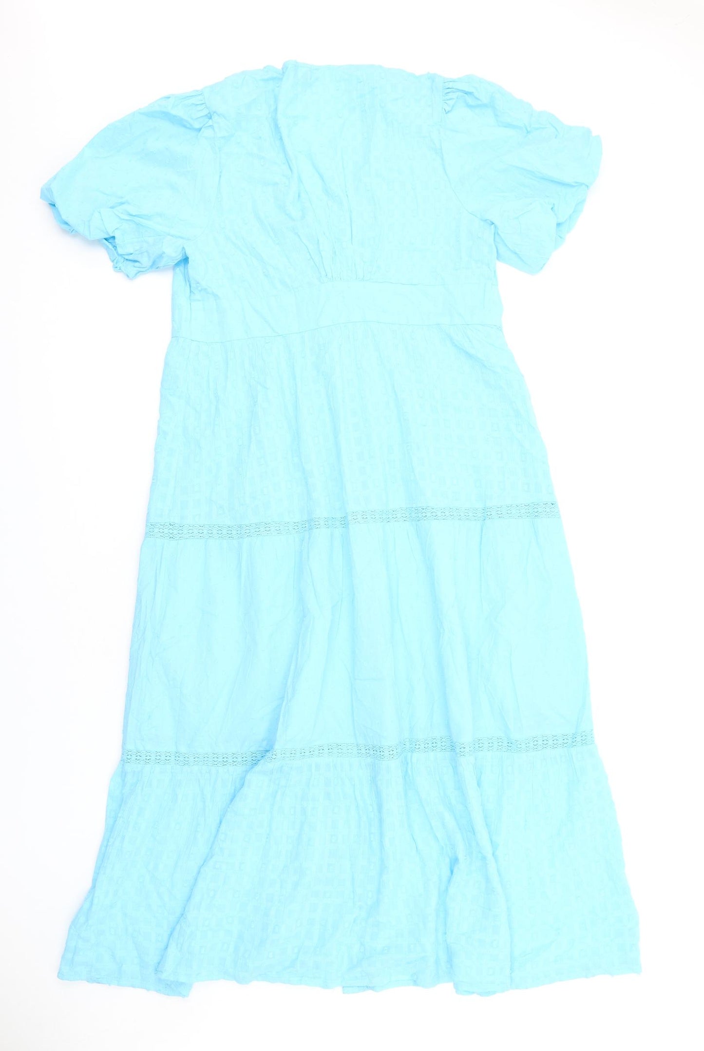 Nobody's Child Womens Blue Cotton A-Line Size 16 V-Neck Button