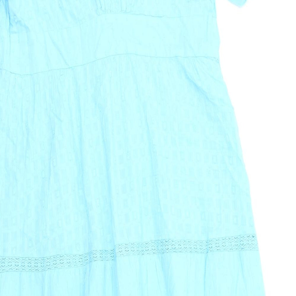 Nobody's Child Womens Blue Cotton A-Line Size 16 V-Neck Button