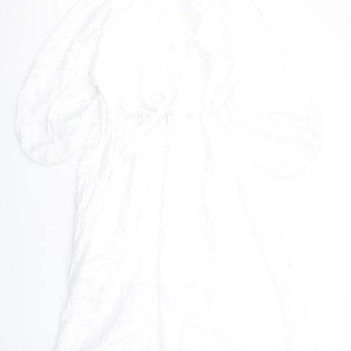 Marks and Spencer Womens White Polyester A-Line Size 18 Round Neck Zip