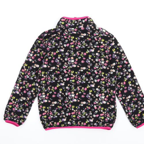 Marks and Spencer Girls Black Floral Polyester Pullover Sweatshirt Size 10-11 Years Zip
