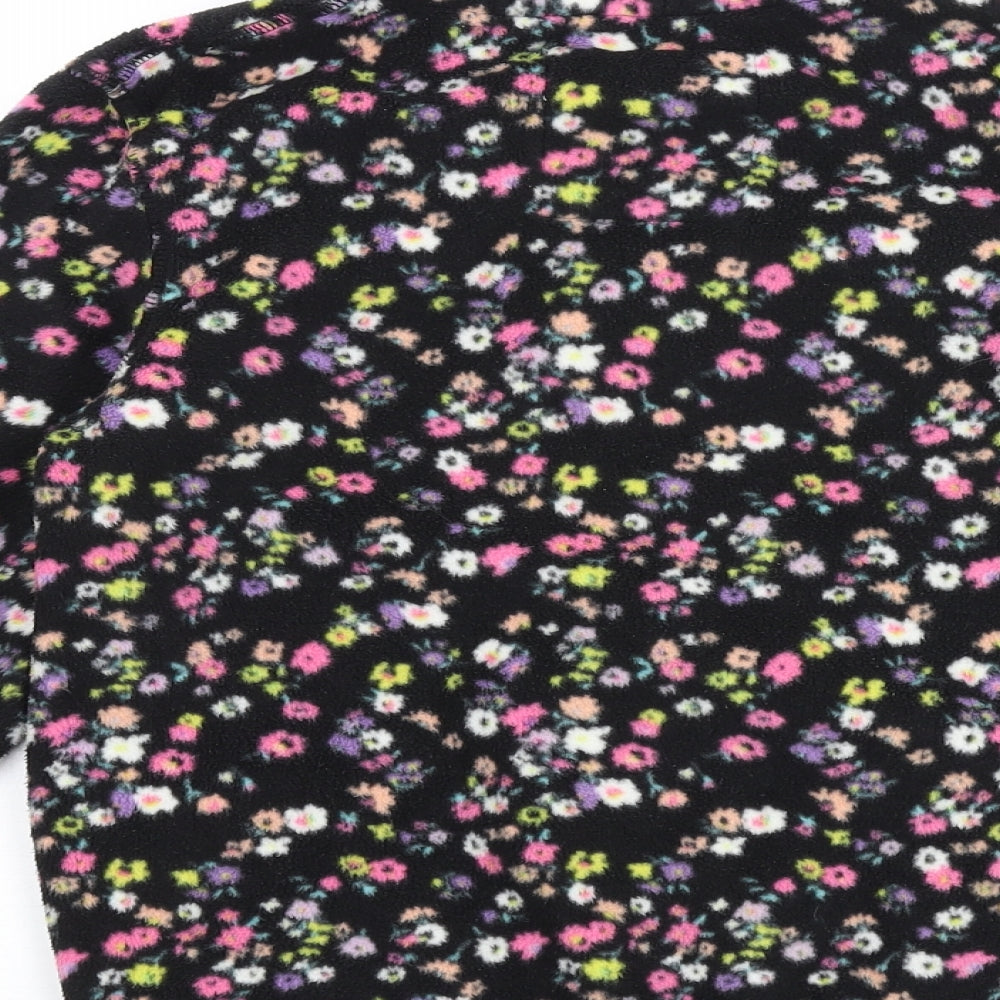 Marks and Spencer Girls Black Floral Polyester Pullover Sweatshirt Size 10-11 Years Zip