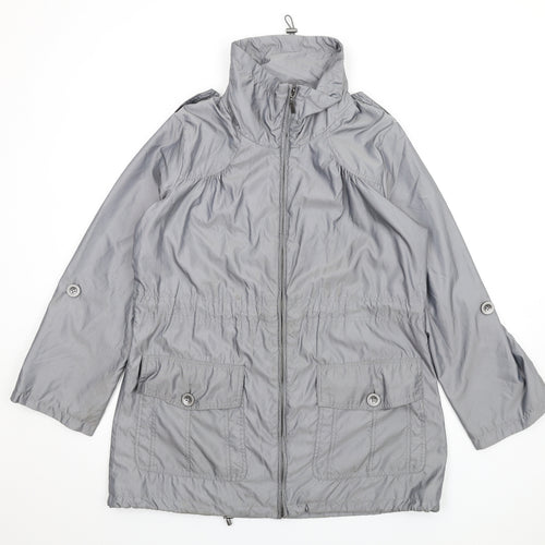 M&Co Womens Grey Rain Coat Coat Size 14 Zip