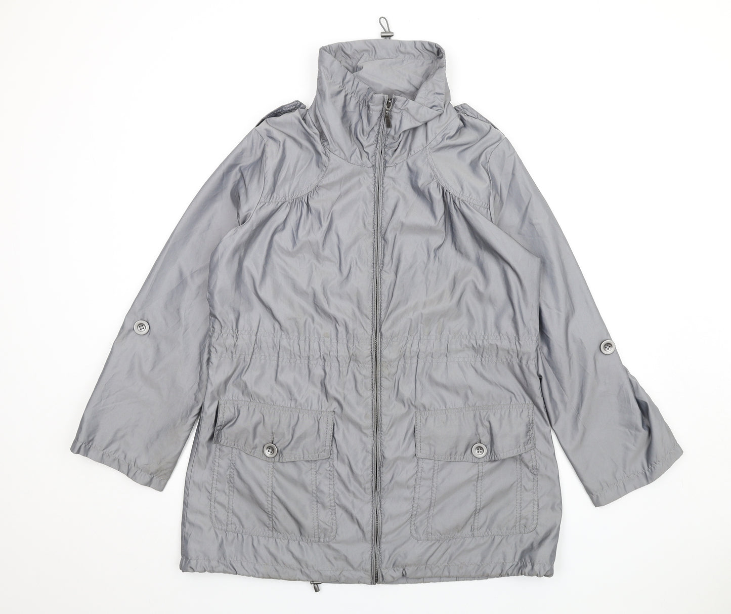 M&Co Womens Grey Rain Coat Coat Size 14 Zip