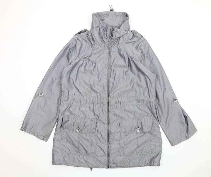 M&Co Womens Grey Rain Coat Coat Size 14 Zip