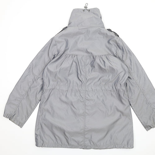 M&Co Womens Grey Rain Coat Coat Size 14 Zip