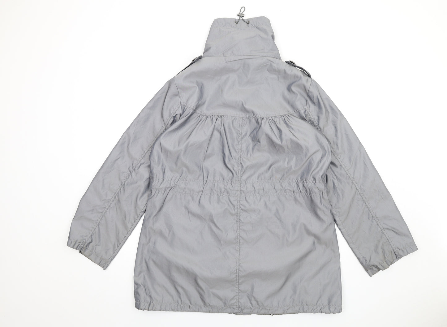 M&Co Womens Grey Rain Coat Coat Size 14 Zip