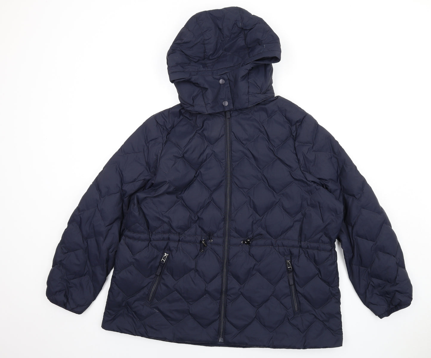 Marks and Spencer Womens Blue Quilted Coat Size 22 Zip
